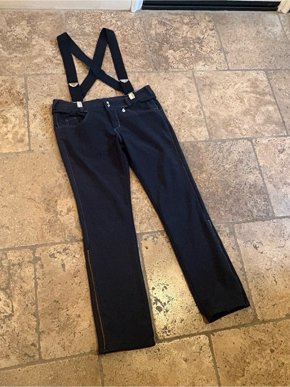 VOLCOM Women Black Ari Skinny Stretch Suspender Ski Snowboard Pants Size XL